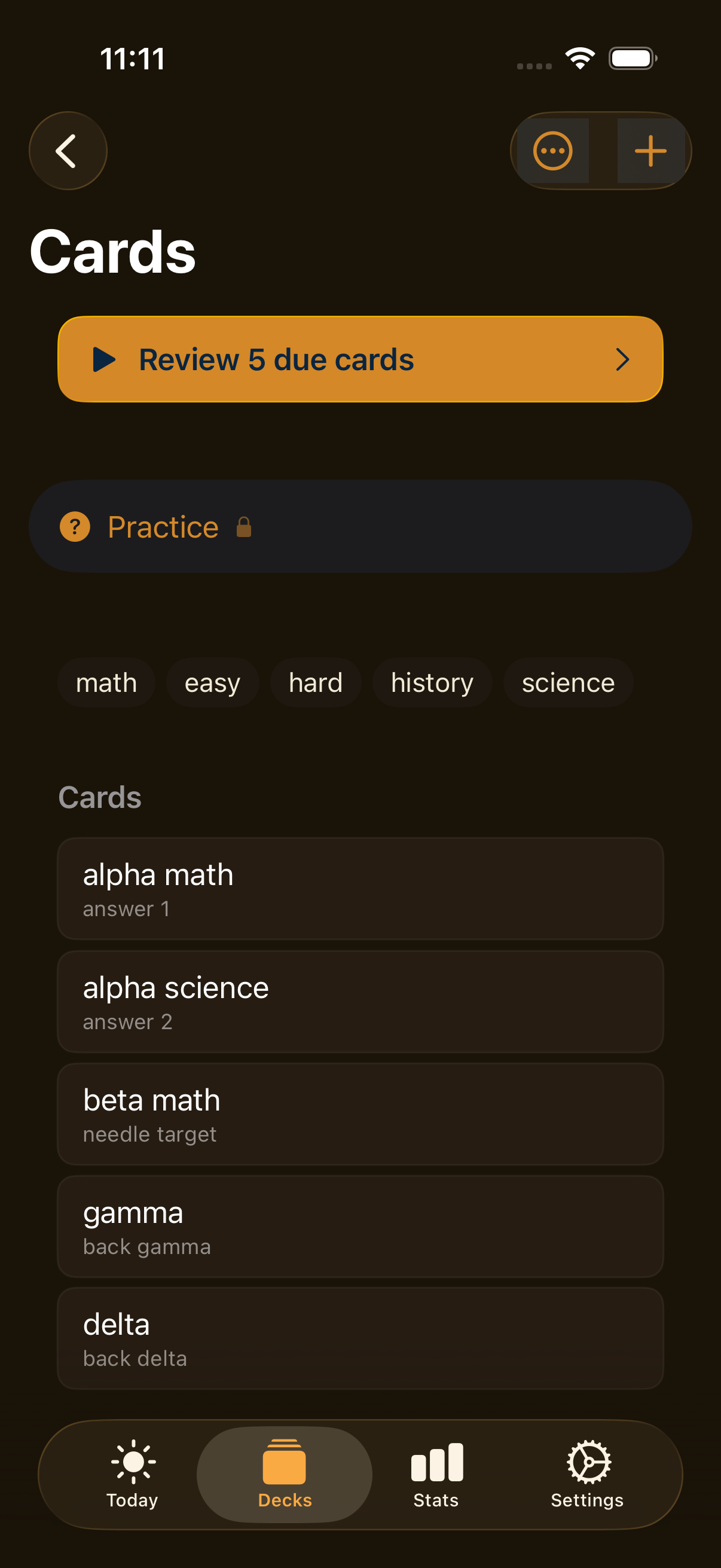 Sepia theme deck detail
